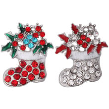 10pcs/lot New Christmas Snap Jewelry Rhinestone Christmas Stocking Snap Buttons for Women Child fit 18mm Snap Button Bracelet 2024 - buy cheap