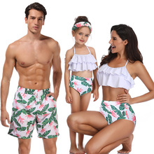 Conjunto de maiôs de praia família, roupas de banho, pai e filho, mãe e filha, biquíni, pai, filho, shorts 2024 - compre barato