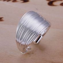 Anillo Chapado en plata envío gratis anillo de joyería de plata fina de línea múltiple anillos de dedo de regalo para mujeres y hombres SMTR018 2024 - compra barato