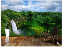 Papel tapiz de paisaje natural personalizado, cascada hawaiana, mural de fotos 3D para sala de estar, restaurante, sofá, Fondo de PVC para pared 2024 - compra barato