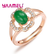 Piedra Oval verde clásica de alta calidad con Zirconia cúbica, anillo de boda de oro rosa para mujer, accesorios de joyería de moda 2024 - compra barato