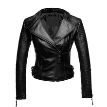 JUANTALK-abrigo de piel sintética con cremallera para mujer, chaqueta de motociclista, prendas de vestir cortas y ajustadas, para primavera y otoño 2024 - compra barato