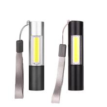 Светодиодный XPE + COB Мини Портативный USB Перезаряжаемый фонарик с подвесной веревкой 3 режима масштабируемый фонарик с яркостью 2024 - купить недорого