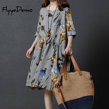 Casual Cotton Linen Summer Dress Vestidos Mujer Floral Print Dress 2018 Big Sizes Women Clothing Bohemian Style Chinese Style 2024 - buy cheap
