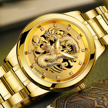 Luxury Embossed Dragon Watches Men Watch Fashion Golden Wrist Watch Diamond Quartz Watch Clock Relogio Masculino Erkek Kol Saati 2024 - buy cheap