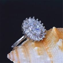 2019 New Genuine  Silver Color Ring Round White CZ Pave Crystal Finger Rings for Women Wedding Anniversary Jewelry Gifts 2024 - buy cheap