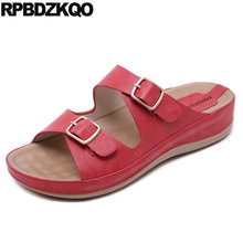 Shoes Comfortable Plus Size Slippers 2021 Open Toe Slides Red Women Sandals Flat Casual Slip On Low Heel Beach Wide Fit Large 2024 - buy cheap