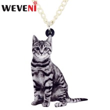 WEVENI-collar acrílico con forma de gato y gatito, Gargantilla con cadena colgante, joyería para mujeres y niñas 2024 - compra barato