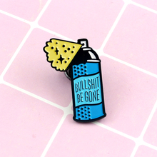 Cartton Blue Enamel Spray Brooch "Bullshit Be Gone" Brooches Jeans Hat Backpack Label Pins Jewelry For Female Friend's Gift 2024 - buy cheap