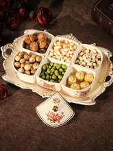 European-style dried fruit box candy melon seeds snack plate dried fruit plate ceramics latticed and covered creative liv 2024 - buy cheap