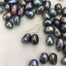 New natural freshwater  irregular pearl white  black  10-14MM pearl earrings Tibetan  silver 2024 - buy cheap