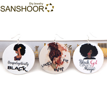 SANSHOOR-pendientes de gota de madera para niña negra, candados para siempre afrocentricos, joyas mágicas para el cabello, bohemias para mujeres, regalos de Navidad, 6 pares 2024 - compra barato