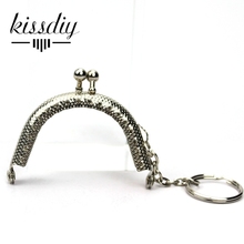 KISSDIY 20pcs/lot 6.5cm Silver Metal Purse Frame with key ring DIY Mini KISS clasp Handle for Bag hardware aeccessory freeship 2024 - buy cheap