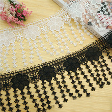 20yards Soluble White Black Polyester Flower Embroidered Lace Trim Ribbon Handmade DIY Sewing Craft Tassel Fringe Lace Trim 2024 - buy cheap