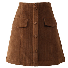 Женская Вельветовая мини-юбка, с высокой талией, есть большие размеры 3XL, на зиму и осень 2024 - купить недорого