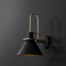 Willlustr-candelabro de trompeta para lámpara de pared, luz moderna de hierro para hotel, restaurante, cafetería, bar, iluminación de sombra de metal, nuevo 2024 - compra barato