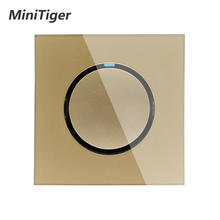 Minitiger-novo painel de vidro cristal dourado, 1 gang, 1 way, luz aleatória para parede, com indicador led 2024 - compre barato