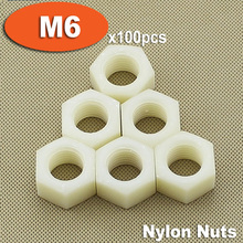 100pcs DIN934 M6 White Plastic Nylon Nuts Hexagon Hex Head Nut 2024 - buy cheap