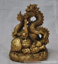 Free shipping S02063  Mark Chinese fengshui bronze brass zodiac dragon beast ruyi wealth lucky statue 2024 - buy cheap