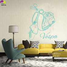 Vespa Roma Holiday Wall Sticker Bedroom Italy Motobike Wall Decal Living Room Kids Room Vinyl Home Decor 2024 - buy cheap