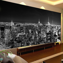 Custom Photo Wallpaper Black And White New York Night View City Building Mural Wall Cloth Living Room TV Sofa Backdrop Walls 3 D 2024 - buy cheap