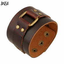 JINSE 2017 New Fashion Leather Bracelets Hiphop Punk Wide Cuff Bracelets & Bangle For Men Jewelry Accessory HQ140 2024 - buy cheap