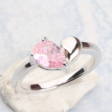 Little Shape Pink Zircon  Silver Plated Argent Party Jewelry Ring Size 6 / 7 / 8 / 9 S1991 2024 - buy cheap