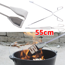 Food 55cm extended outdoor carbon clip charcoal bread picnic barbecue tool cooking set  camping fire cookware Multi-function 2024 - buy cheap