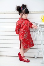 2022 Qipao Baby Girl Spring Dress Red Dragon Cheongsams Gift New Year Girls Princess Party Dresses Top Quality 2-12Y 2024 - buy cheap