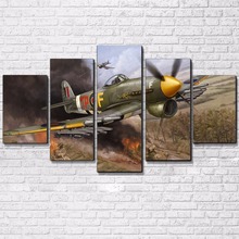 Холст HD печатает плакат стены искусство абстрактные картины рамки 5 шт. реактивный самолет Винтаж картина с изображением самолета гостиной домашний декор 2024 - купить недорого