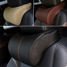 Almohada de cuello para coche, reposacabezas ergonómico de cuero PU, almohada de espuma de memoria, cojín cómodo para automóvil, color negro, café y Beige, 1 Uds. 2024 - compra barato