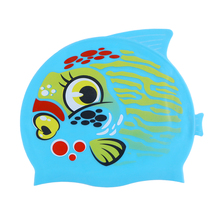 Gorro de natación de silicona Unisex, gorro de natación con dibujo de pez, bonito gorro de baño de animales impermeable para niños y niñas 2024 - compra barato
