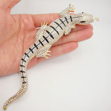 Большая брошь в форме животного Gecko с прозрачными стразами, булавка в форме животного, брошь ящерицы со стразами 2024 - купить недорого