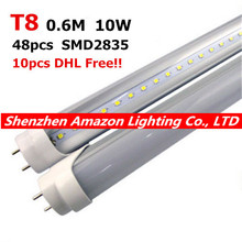 Free Shipping LED Tube T8 10W 600mm 10pcs/lot Top Quality SMD2835 Warranty 2 Years CE RoHS Super Bright T8 LED Tube Light 2024 - buy cheap