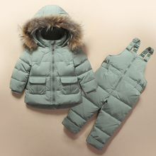 Conjunto de esquí para niñas y niños, abrigo cálido para la nieve, prendas de exterior pelele +, conjunto de ropa, chaquetas de invierno rusas, 2 uds. 2024 - compra barato