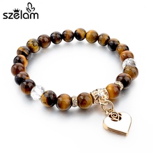Szelam Bijoux-pulsera de piedra Natural marrón para mujer, amuleto de corazón, brazaletes, joyería Bohemia SBR150344 2024 - compra barato