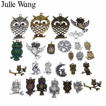 Li wang pingentes de coruja combinados aleatoriamente, 20 peças em liga metálica, formato de coruja, pássaros, joias antigas 2024 - compre barato