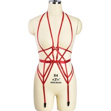 Women Harajuku Cosplay Red Bodysuit Sexy Adjustable Body Bondage Harness Lingerie Gothic Suspenders Belt Fetish Wear Leg Garters 2024 - buy cheap