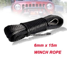 6mm x 15m synthetic winch rope uhmwpe line cable with sheath car accessories 2024 - buy cheap