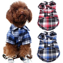 New Design Cute Pet Dog Puppy Plaid Shirt Coat Clothes T-Shirt Top Apparel Size XS S M L BITQ 2024 - buy cheap