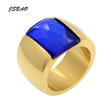 JSBAO Top Quality Luxury Blue Gem Stone Ring Wedding Anel Finger Big Crystal Ring Brand Jewelry For Women Fine Jewelry 2024 - buy cheap