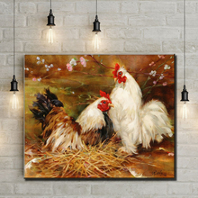 Pintura al óleo de paisaje de gallinero, impresiones en lienzo, decoración de arte de la pared para el hogar, animal pastoral 2024 - compra barato