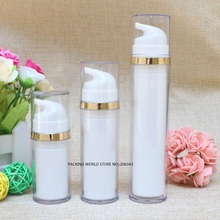 30ml white double layer  airless bottle with transparent lid silver/gold line for serum/lotion/emulsion/foundation packing 2024 - buy cheap