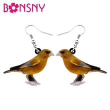 Bonsny-pendientes colgantes de acrílico para mujer y niña, aretes con forma de pájaro greenpinzón, joyería Animal, accesorios Brincos 2024 - compra barato