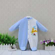 2021 Little Q new style velour long sleeve spring one piece rompers baby clothes O neck button down girls coveralls christmas 2024 - buy cheap