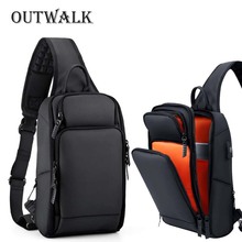 Outsalk-Bolsos cruzados para hombre, Bolsa Bandolera de pecho, informal, impermeable, nailon, mochila con una sola Correa, nueva moda 2019 2024 - compra barato