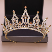 FORSEVEN Vintage Gold Color Rhinestones Diadem Bride Hair Jewelry Crystal Big Tiaras Crown Headpiece Wedding Hair Accessories JL 2024 - buy cheap