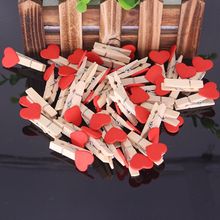 50pcs/set 3.5*0.7cm red Wooden Heart shape Clips Bookmarks Stationery 17005002 2024 - buy cheap
