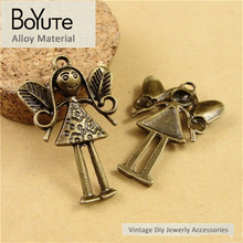 BoYuTe (40 unids/lote) 25*38MM colgante de Ángel de aleación de Metal chapado en bronce antiguo a la moda para la fabricación de joyas Diy hecho a mano 2024 - compra barato