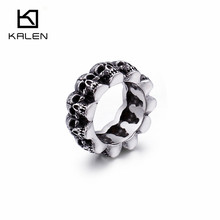 KALEN New Punk Skull Rings For Men Women Size 7-12 Stainless Steel Multi Skull Heads Charm Finger Rings Gothic Male Jewelry 2018 2024 - buy cheap